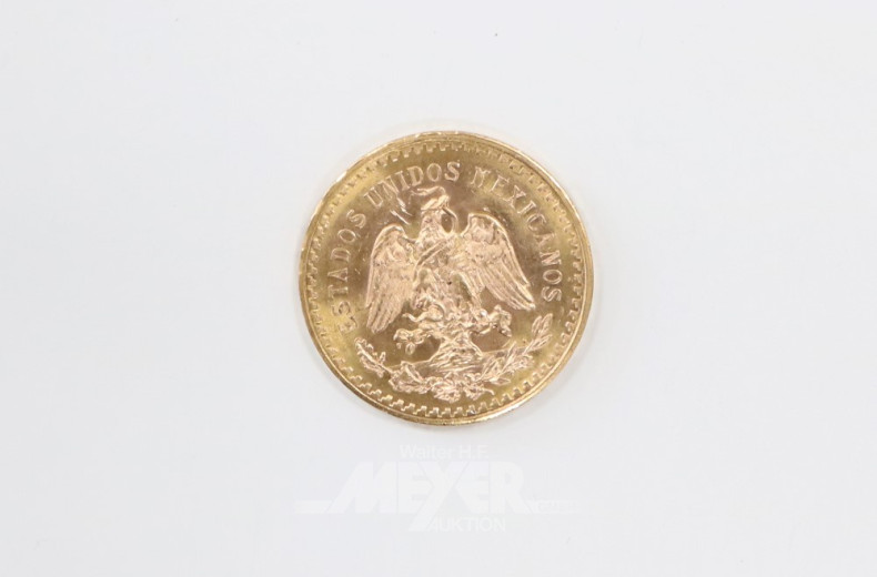 Goldmünzen ''50 Pesos'', Mexico 1821-1945,