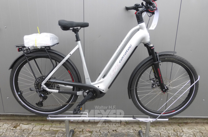 E-Bike, silbermatt/rot