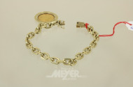 Armband, 585er Gelbgold mit Münzanhänger