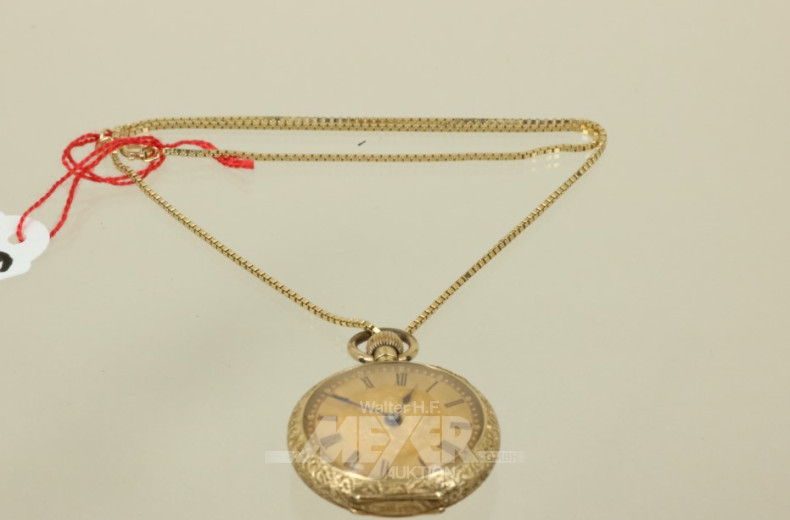 Kette, 585er Gelbgold mit Anhängeruhr