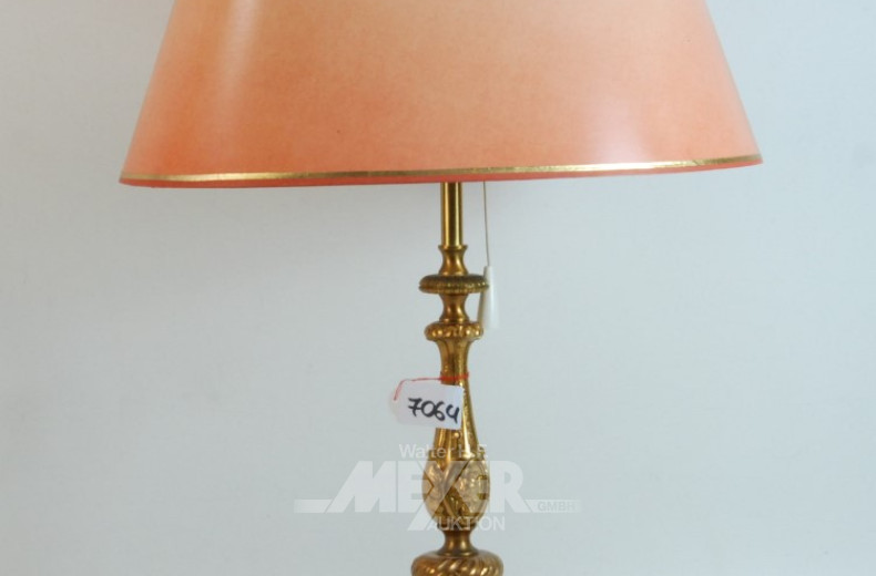 Tischlampe, 2-flammig, Messingfuss,