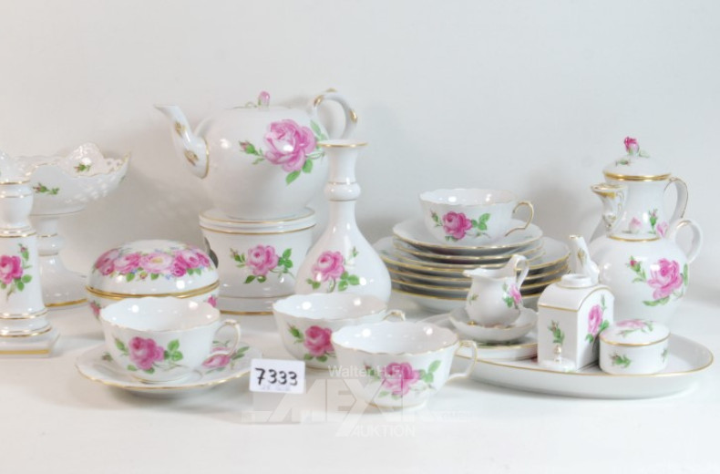 Porz. Tee-Service ''Meissen'' rote Rose