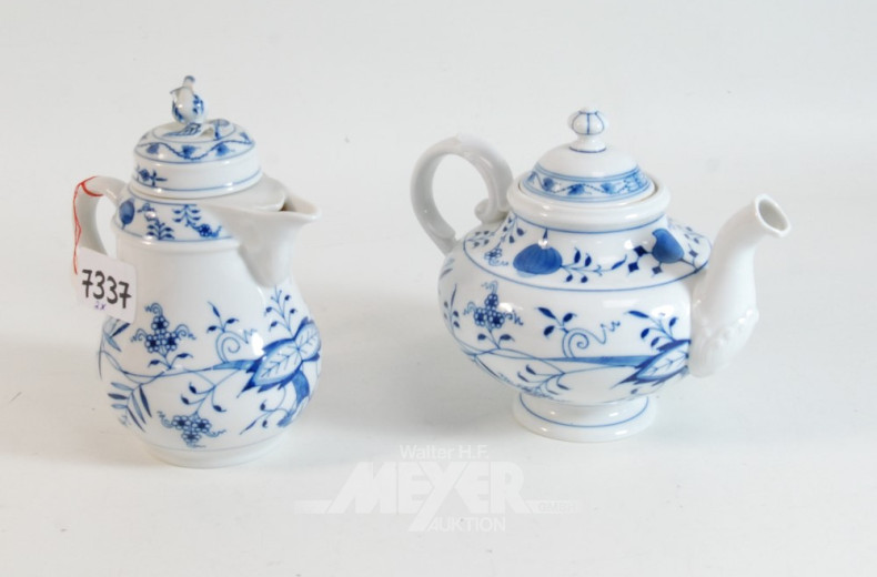 2 Porz.-Kanne ''Meissen'', Zwiebelmuster,