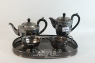 5 Teile: Tablett, Kaffee/Rahm-Set, Plated