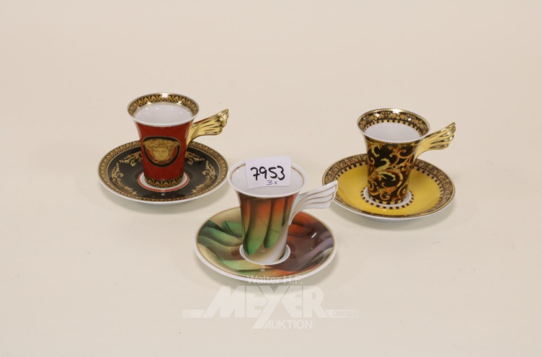 3 Sammeltassen, ROSENTHAL ''Versace sowie