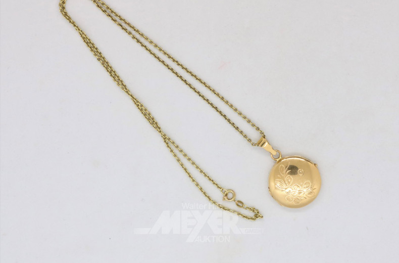 lange Kette, 585er GG, mit Medaillon-