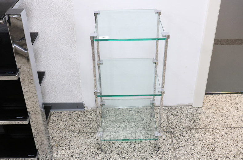 Etagere, verchromt, mit 3 Glasböden