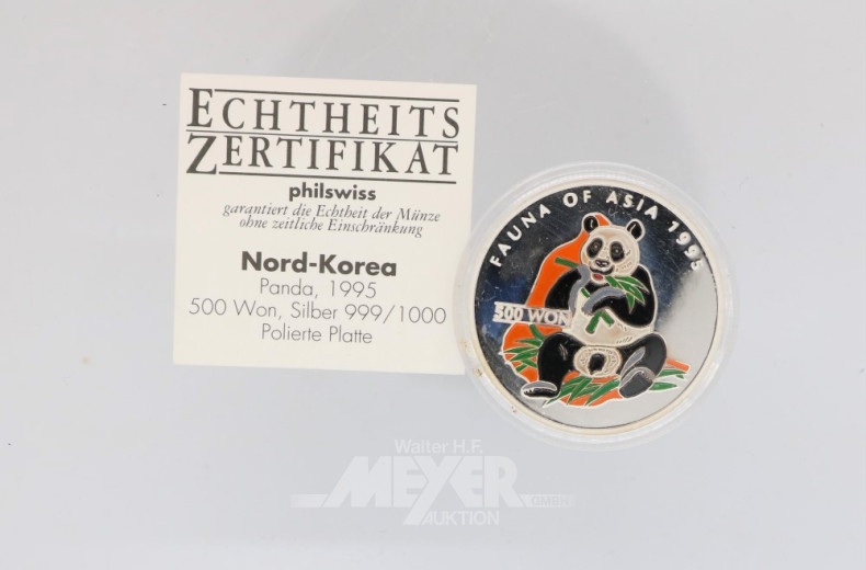 2 Münzen, NORD-KOREA, Panda, 1995+1996