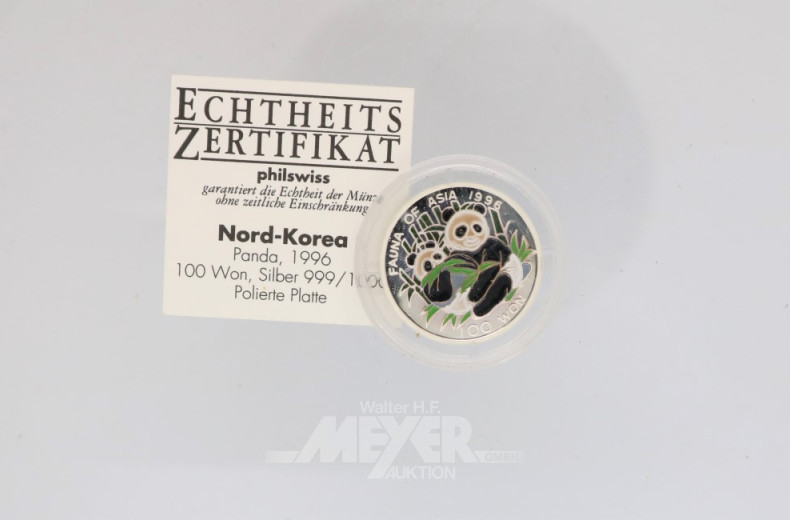 2 Münzen, NORD-KOREA, Panda, 1995+1996