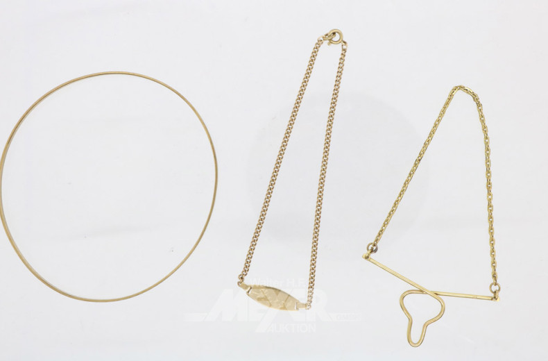 3 Teile Goldschmuck, 333er GG, ca. 9g.,