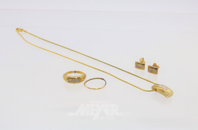 Modeschmuck-Set, 3-tlg., 1 Ohrring Gold