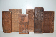 6 Holz-Reliefs: