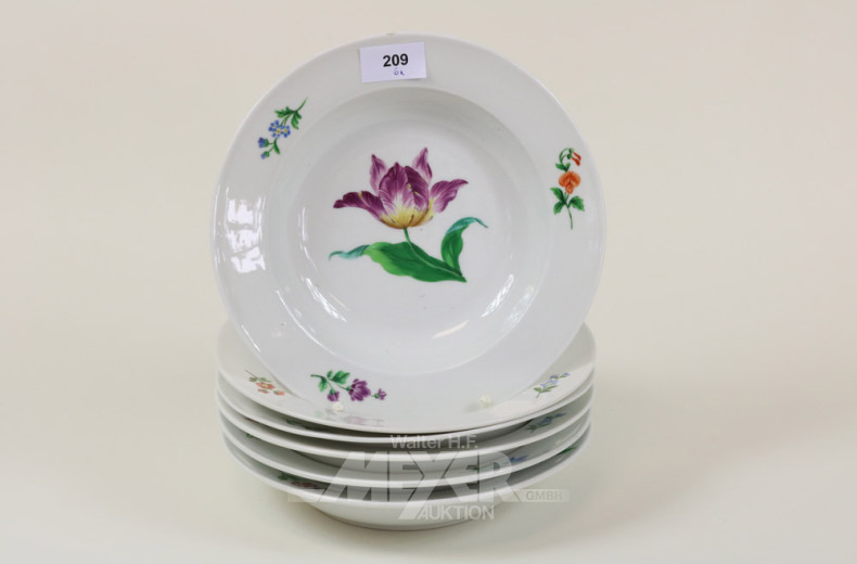 6 Suppenteller, MEISSEN, um 1900