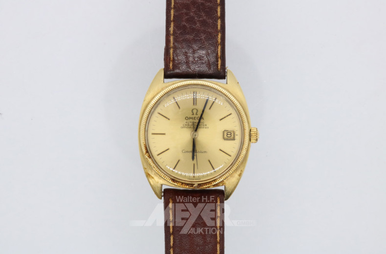 Herrenarmbanduhr, OMEGA, 750er Gelbgold