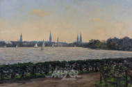 Gemälde ''Ansicht Aussenalster Hamburg'',