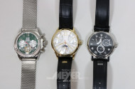 3 Herrenarmbanduhren, PORTAS, Automatik,