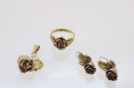 Schmuck-Set Rose 3-tlg., 585er GG, best.