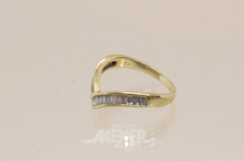 Ring, 750er GG, mit Diamant-Baguettes,