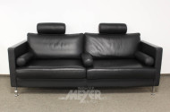 Ledersofa, 2-Sitzer, schwarz,