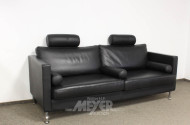 Ledersofa, 2-Sitzer, schwarz,