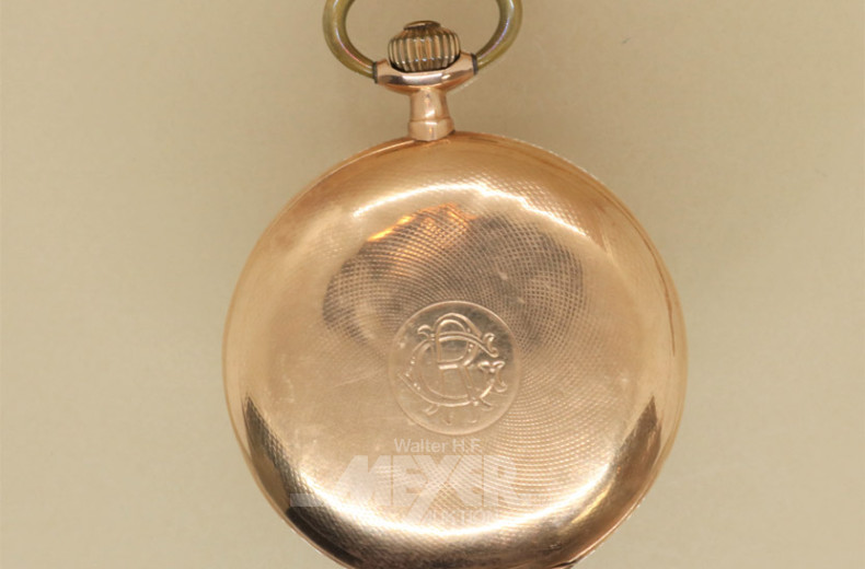 Taschenuhr, 2 Deckel, 585er GG, mit