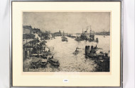 Lithographie, ''Hamburger Hafen''