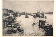 Lithographie, ''Hamburger Hafen''