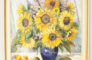 Gemälde ''Sonnenblumen'', unleserl. sig.,