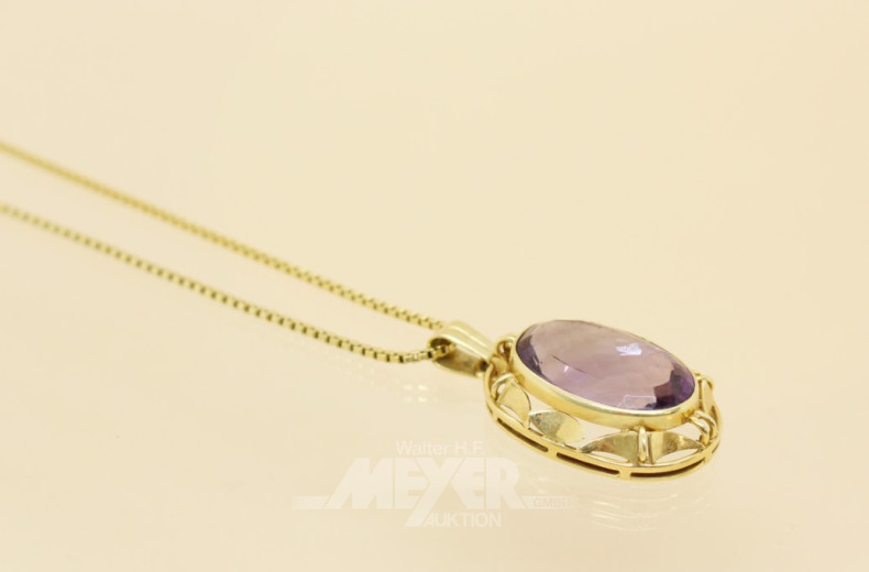 Kette, 585er GG, mit 1 Amethyst-Anhänger