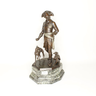 Bronzefigur ''Alter Fritz mit Jagdhunden''