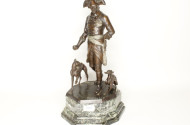 Bronzefigur ''Alter Fritz mit Jagdhunden''