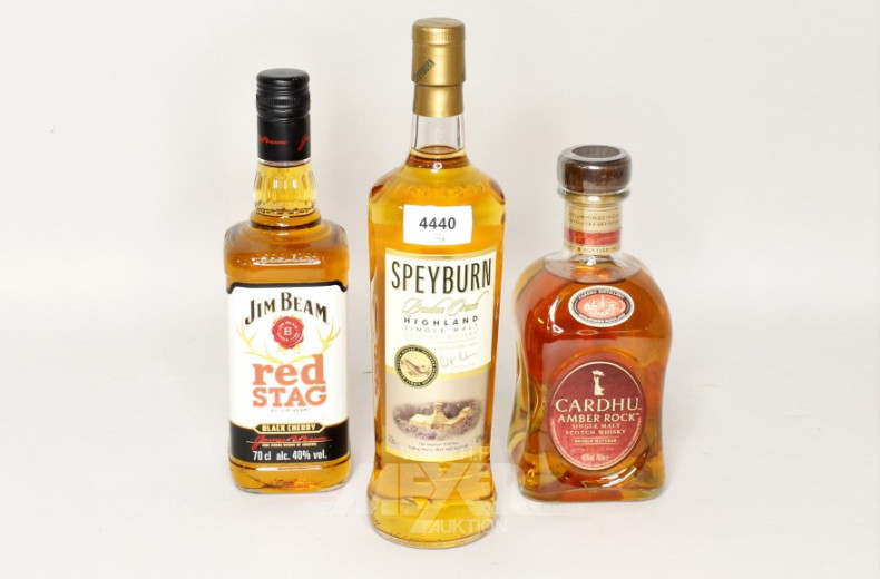 3 Flaschen WHISKY: CARDHU AMBER ROCK,