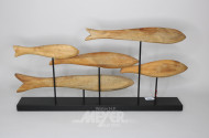 mod. Skulptur ''Fischschwarm'', Holz,