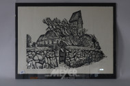 Lithografie ''Kirche in Keitum auf Sylt'',