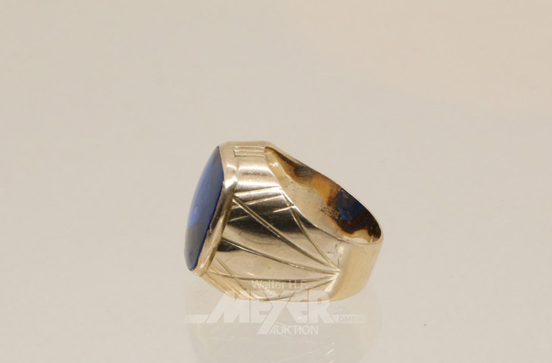 Ring, 750er GG, mit Farbstein blau,