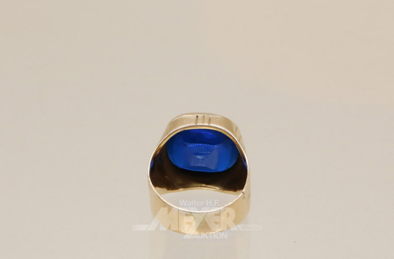 Ring, 750er GG, mit Farbstein blau,