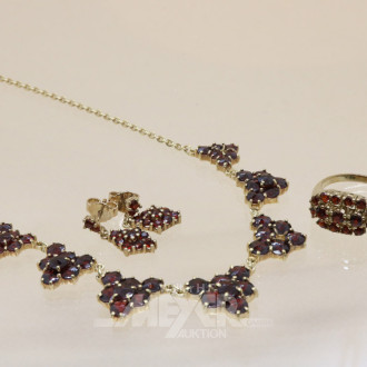 Granat-Schmuck, Set 333er GG, best. aus: