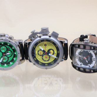 3 mod. Armbanduhren DeLorean, Automatik,