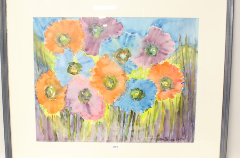 Aquarell ''Mohnblumen'',