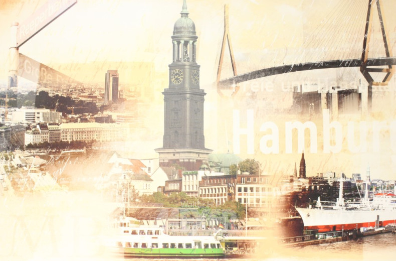 Druck / moderne Collage ''Hamburg'',