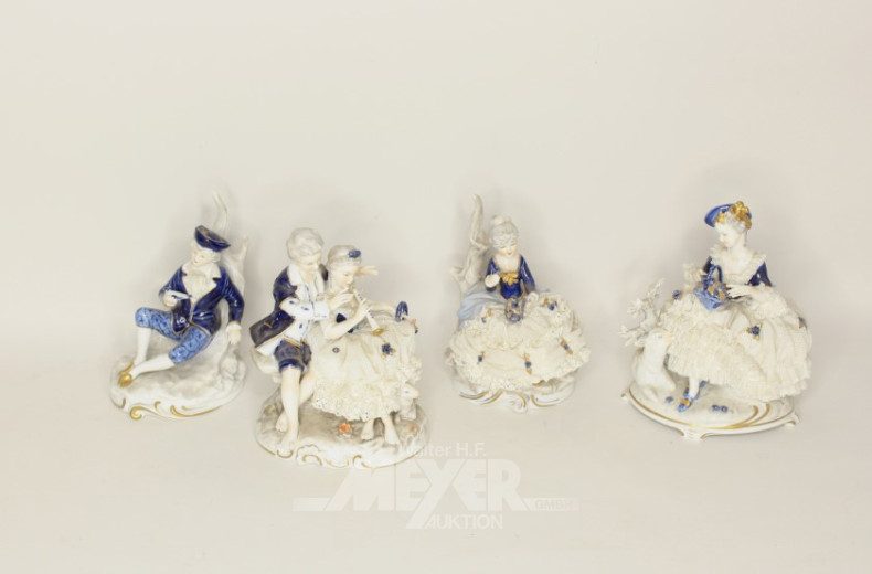 4 Porz.-Figuren ''Pärchen/Blumenmädchen/