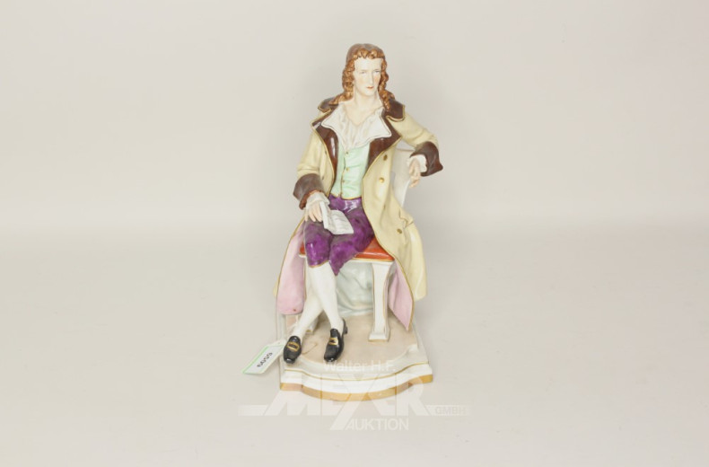 Porz. Figur ''der Lesende'', ca. H 29 cm,