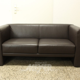 Ledersofa, 2-Sitzer, braun,