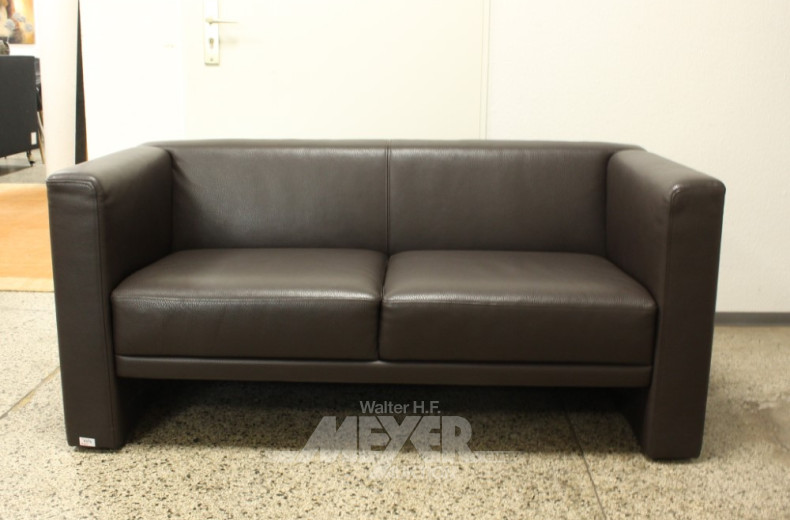 Ledersofa, 2-Sitzer, braun,