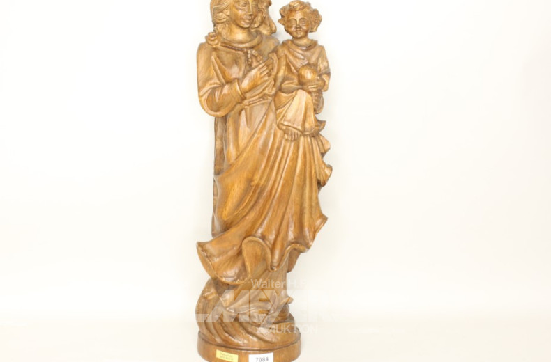 gr. Holzschnitzfigur ''Madonna mit Kind'',