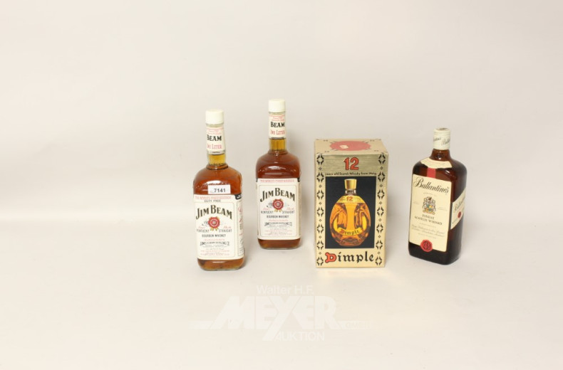 4 Flaschen Whiskey: DIMPEL 12 Jahre,