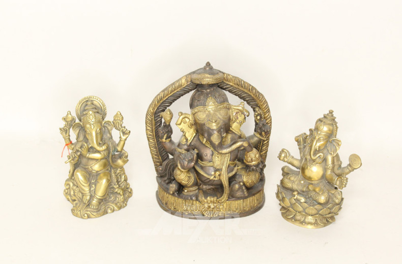 3 versch. tibetische Buddhafiguren mit