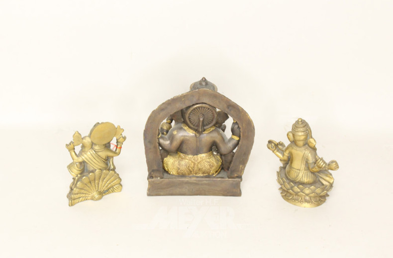 3 versch. tibetische Buddhafiguren mit