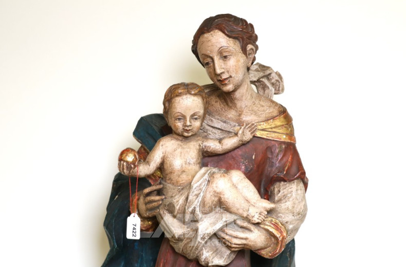 gr. Skulptur ''Madonna mit Kind'',