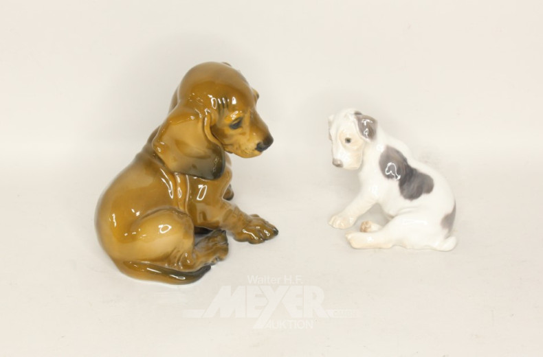 2 Porz. Figuren, Dackel/Terrier